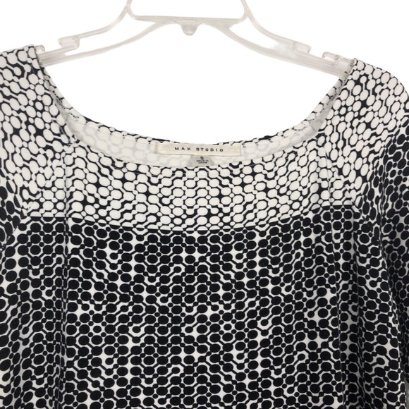 Max Studio Black & Cream Bateau Neck Shift Dress Size Small - Picture 4 of 12